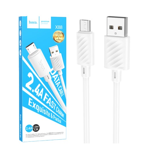 Cabo Micro Hoco X88 Gratified 2,4A 1m Branco Cabo Micro Hoco X88 Gratified 2,4A 1m Branco
